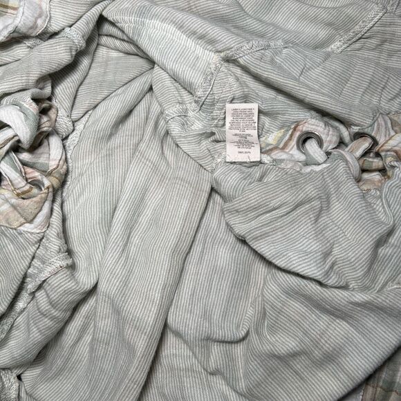 Free People Women's Large Plaid Pastel Dress Tied Sides Long Sleeve Button Down - Picture 9 of 9